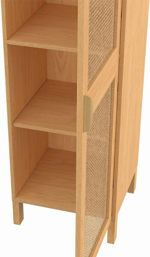 EDHEN Contenitore a 1 anta con ripiani in canna color legno