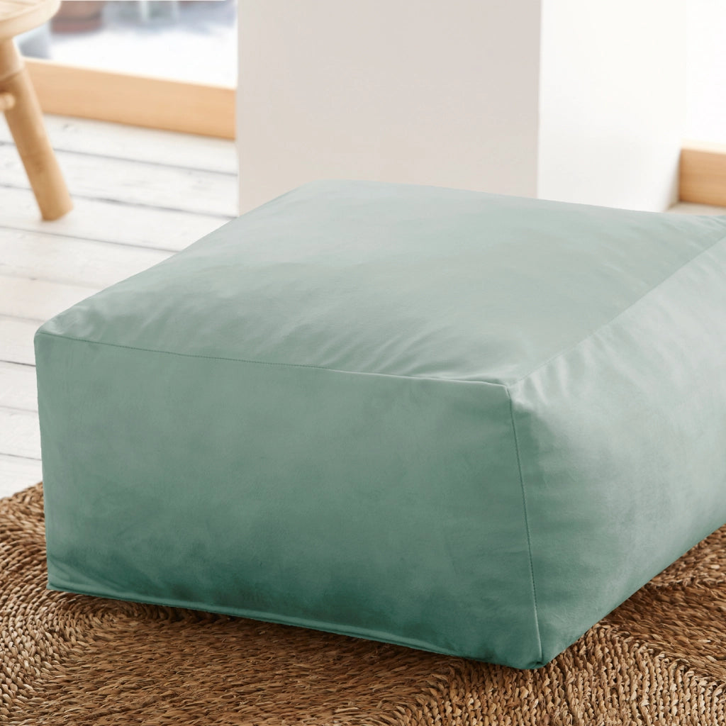 Pouf quadrato PALAU - Seduta velluto verde 50x50 cm