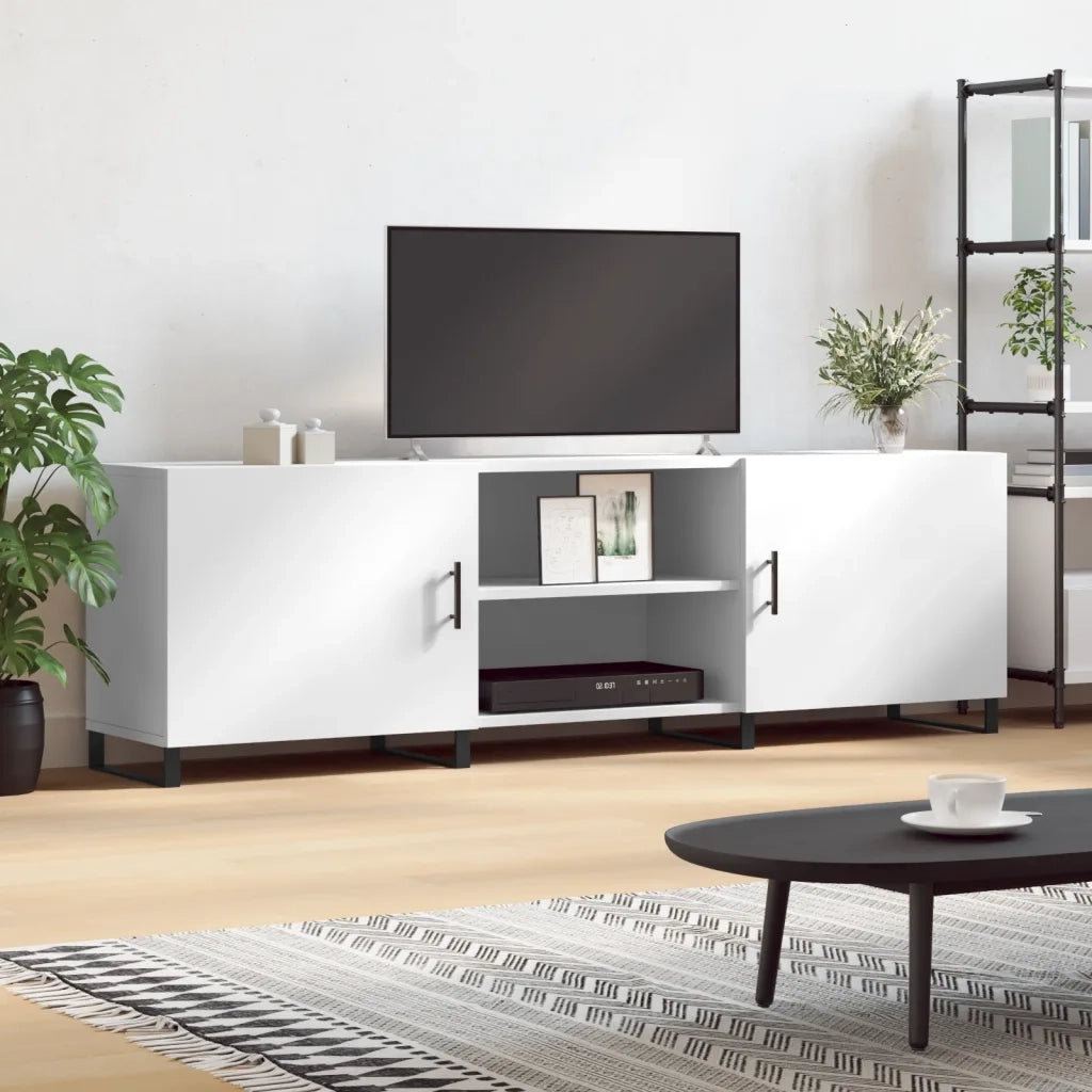 Mobile Porta TV Bianco 150x30x50 cm in Legno Multistrato 829116