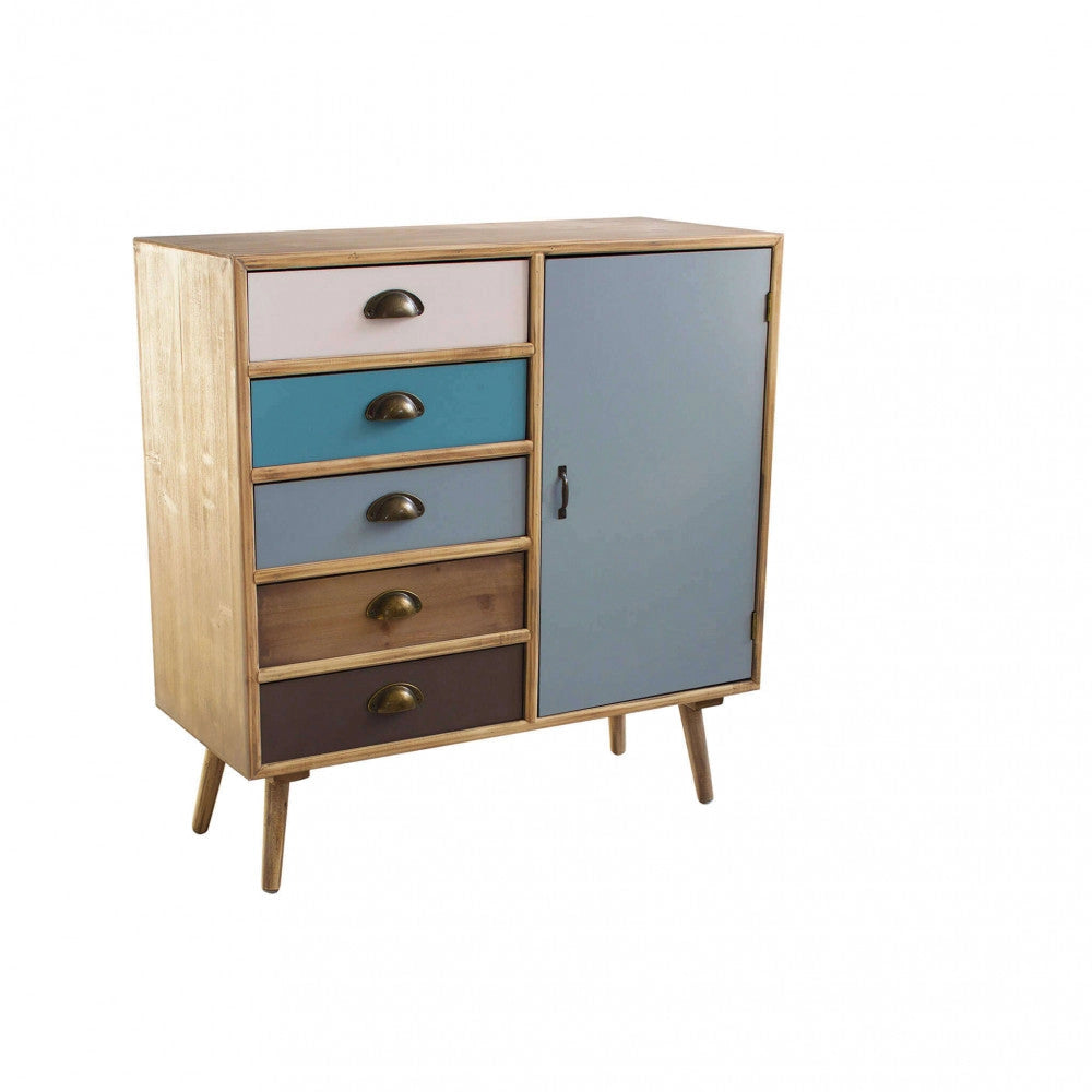 Mobiletto Levis 80x35x85 h cm in Legno Multicolor