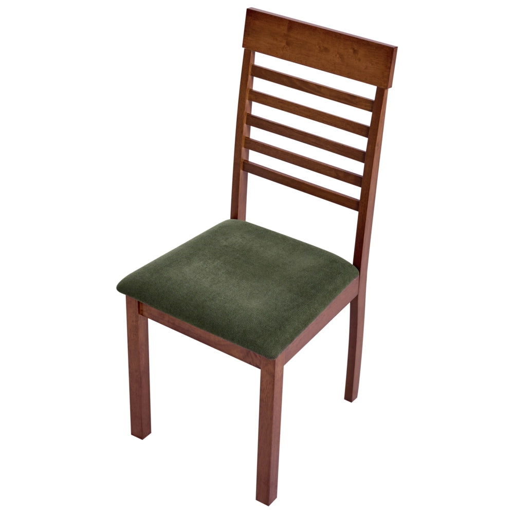 Set di 2 sedie da pranzo imbottite in legno di gomma poliestere marrone scuro e verde scuro Stile tradizionale