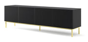 MOBILE RAVENNA B PORTA TV IN MDF RIVESTITO IN FOGLIO 4D 200 NERO OPACO STRUTTURA ORO