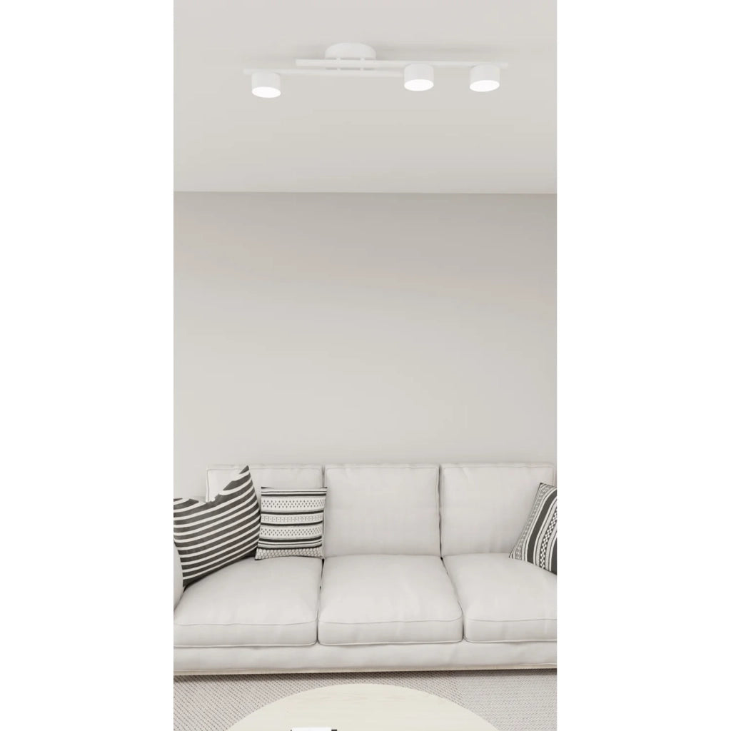 Plafoniera 3 Luci Freyr In Acciaio Bianco Diffusori Cilindrici