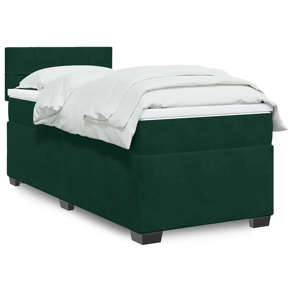 Giroletto a Molle con Materasso Verde Scuro 80x200 cm Velluto