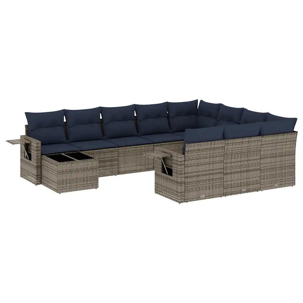 Set Divani da Giardino 11 pz con Cuscini Grigio in Polyrattan 3220730