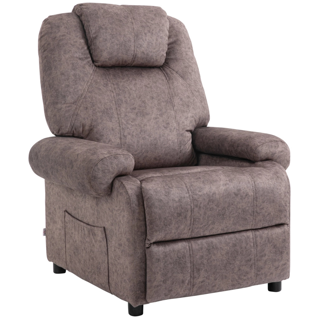 Poltrona Relax Reclinabile Tessuto Velluto Imbottita ¨C Zephmum ¨C Marrone