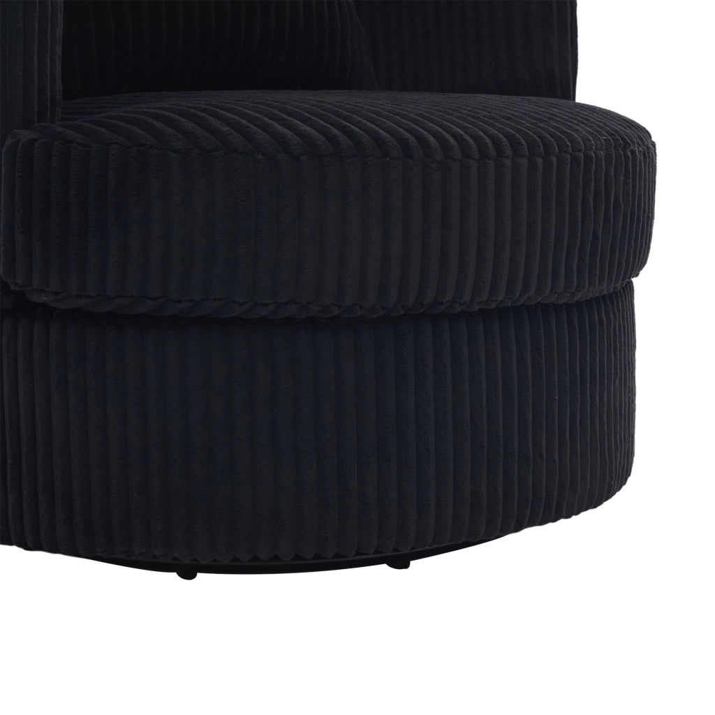Poltrona girevole 360° con contenitore e seduta imbottita in cord nero