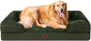 Letto per cani ortopedico per grandi cani, 112x81x15cm, Cuscino per cani in espanso poliuretano XL, Divano per cani lavabile, Impermeabile, Antiscivolo, Bancopassaggio per cani con bordo alto, Verde scuro