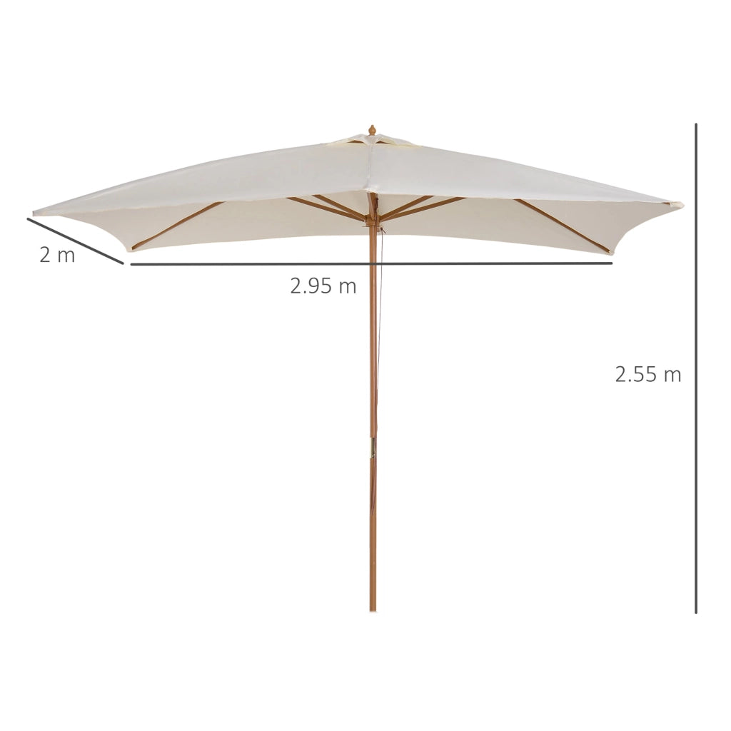 Ombrellone da Giardino 2x3 m Palo Ø38 mm in Legno Crema
