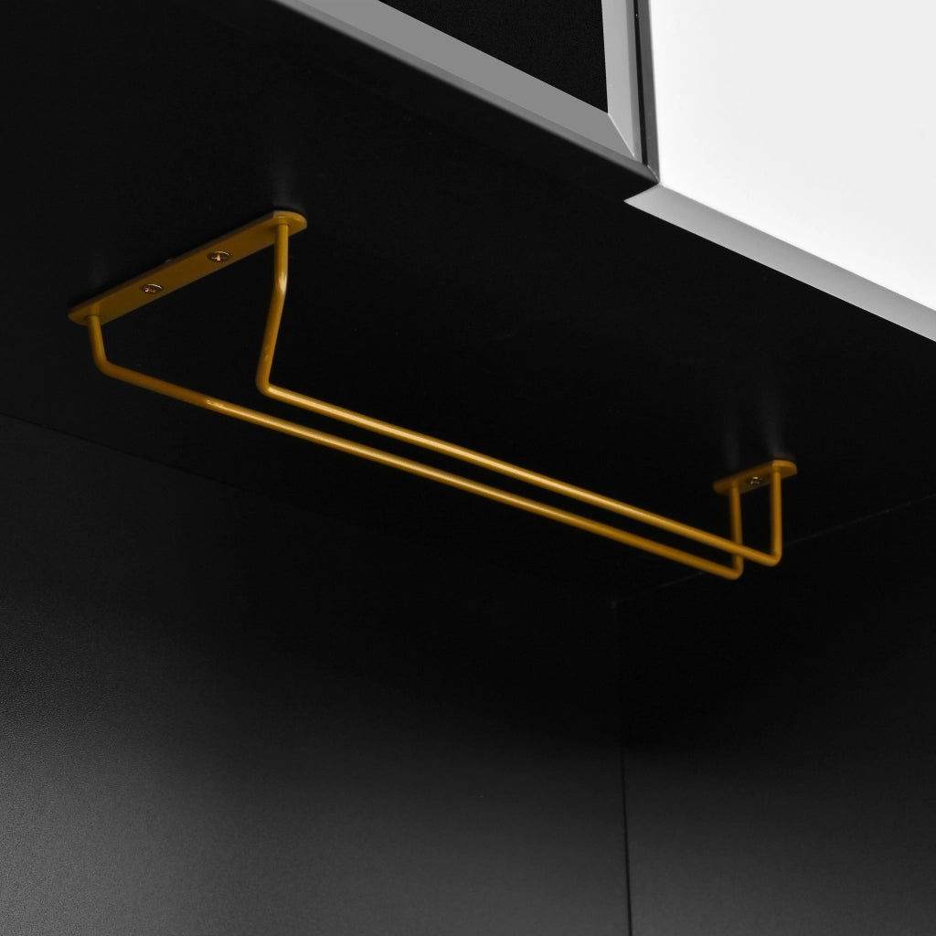 Credenza alta con 6 ante e 3 cassetti, LED, per sala da pranzo, 120×40×160 cm