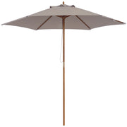 Ombrellone da Giardino a 6 Stecche in Legno e Tessuto Poliestere, 2.5x2.3m, Grigio