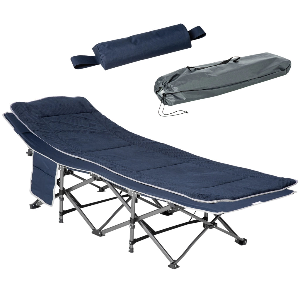 Letto da campo pieghevole con cuscino ¨C zephmum ¨C 188x64.5x53 cm blu scuro
