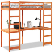 Letto singolo | Letto per adulti | Giroletto Soppalco senza Materasso Marrone Cera 75x190cm Pino