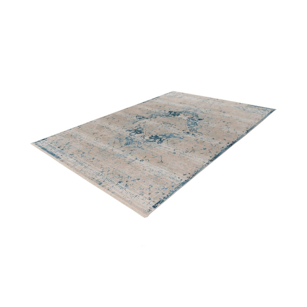 Tappeto a pelo corto Dilan in blu e beige