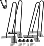 Tavolo da salotto e da pranzo metallico a 4 gambe 40 cm - set da 4 - gambe metalliche - fai da te - con viti e protettori per pavimento