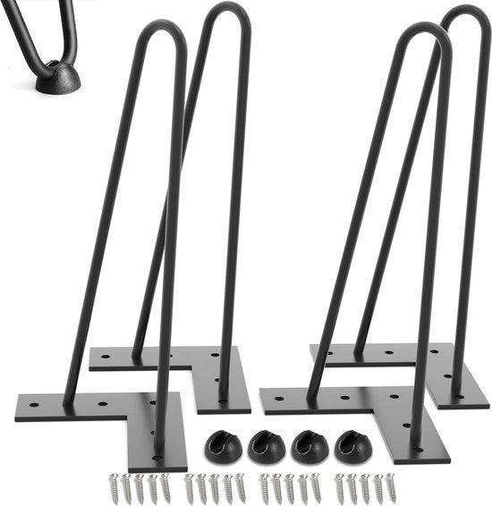 Tavolo da salotto e da pranzo metallico a 4 gambe 40 cm - set da 4 - gambe metalliche - fai da te - con viti e protettori per pavimento