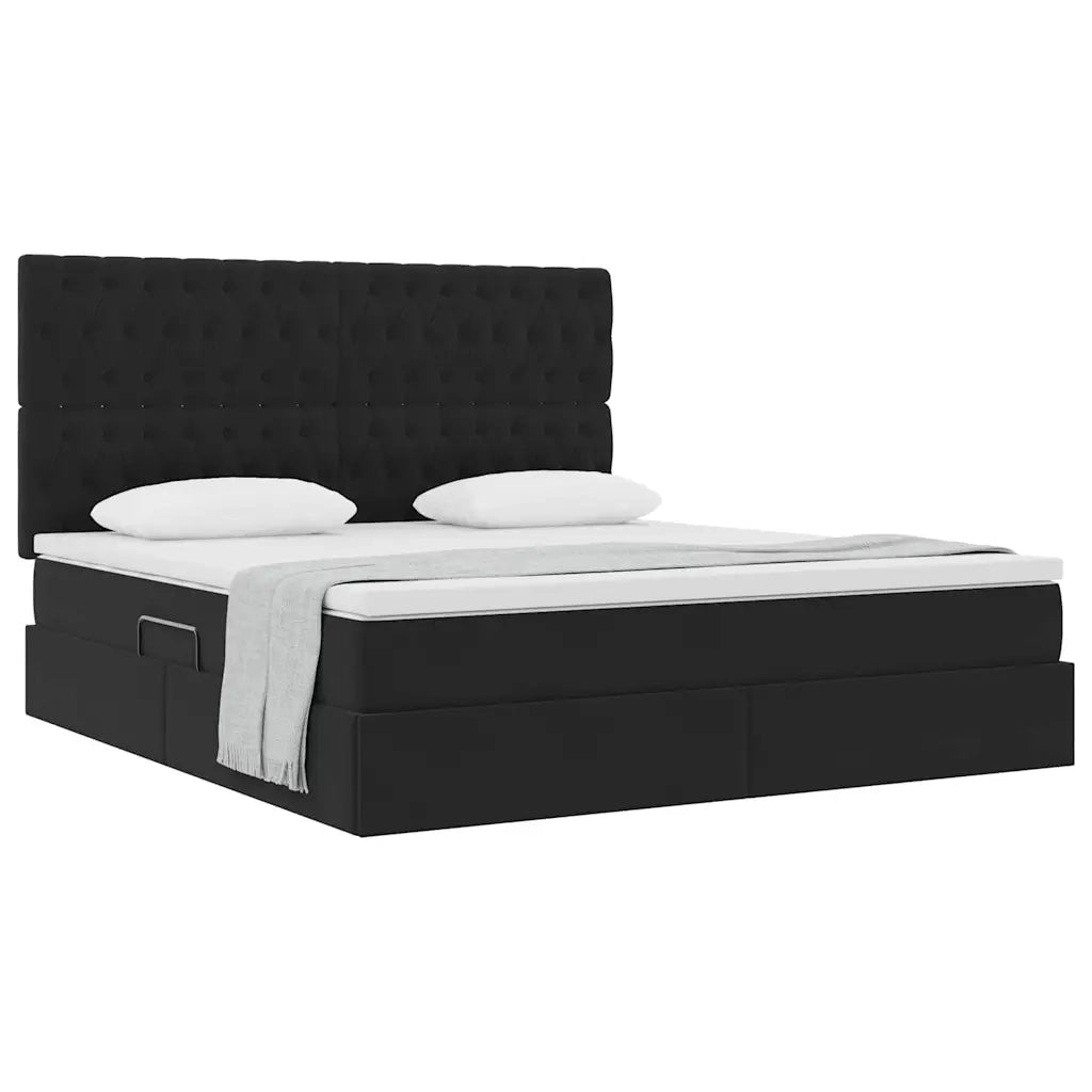 Letto con contenitore e materasso Nero 160 x 200 cm Velluto