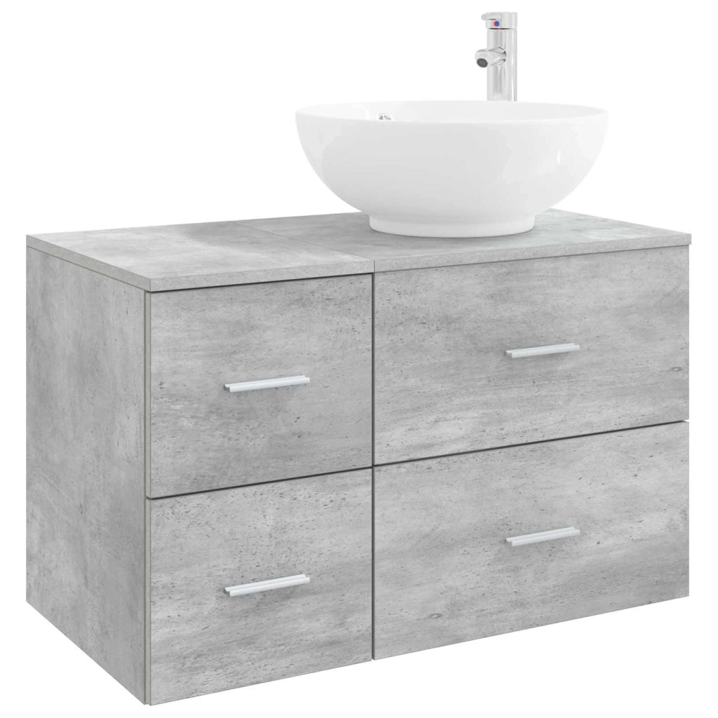 Set di mobili per il bagno 2 pz Grigio Cemento 3403995