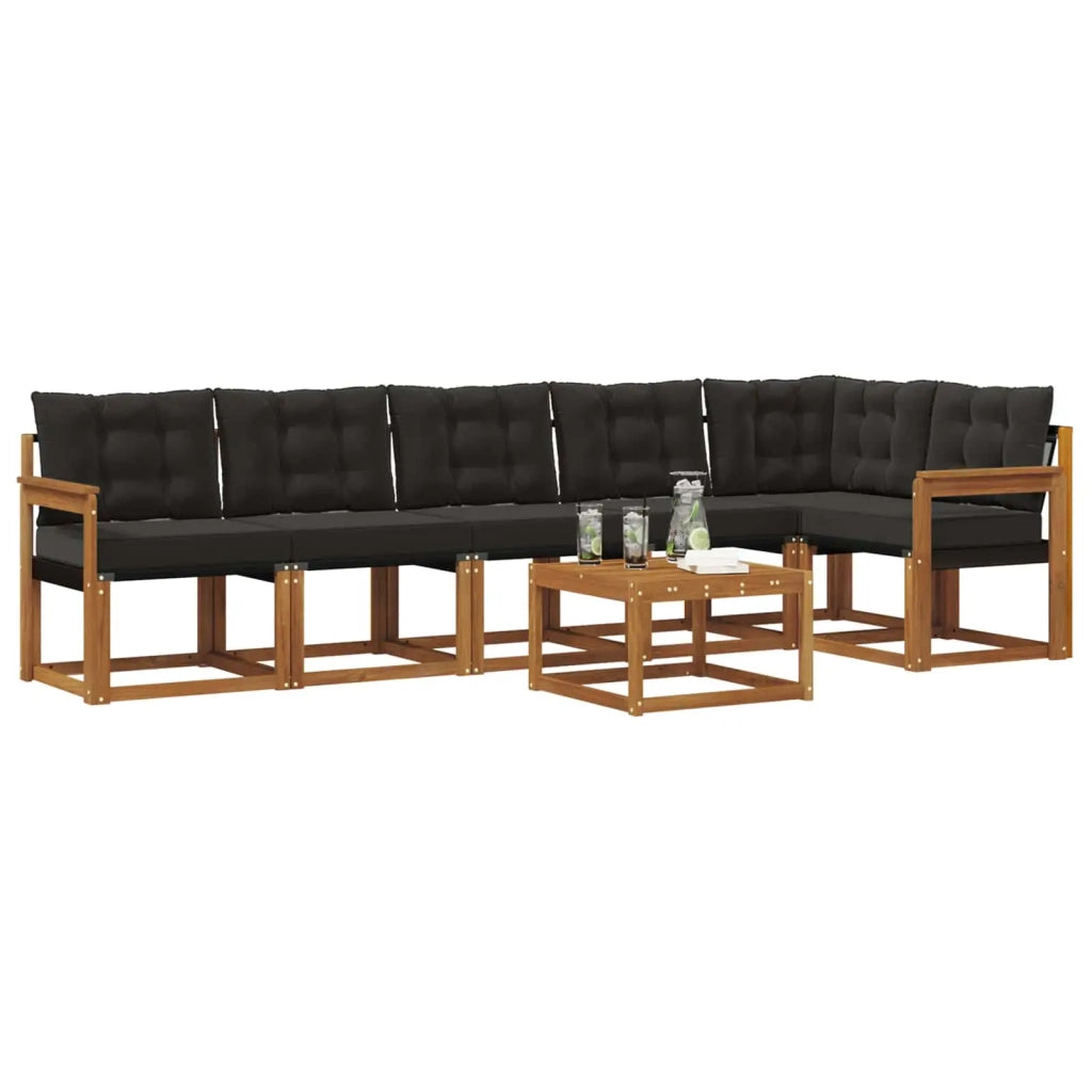 Set di divani da esterno con cuscino 7 pcs Naturale e Nero 3368731