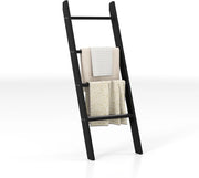 Portasciugamani a Scala da Bagno con 4 Barre per Appendere Asciugamani e Vestiti, Scaffale a Parete, 50 x 50,5 x 128,5 cm, Portasciugamani in Legno a 4 Livelli per Bagno, Soggiorno, Camera da