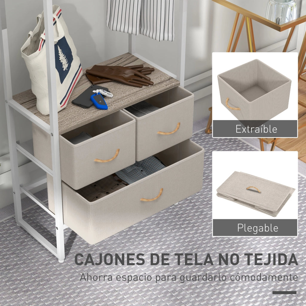 Appendiabiti con 3 cassetti e ripiano ¨C zephmum ¨C 58.5x30x178 cm Natural