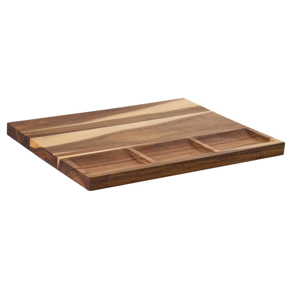 Tagliere in legno di acacia marrone con scomparti di separazione  Accessori da cucina