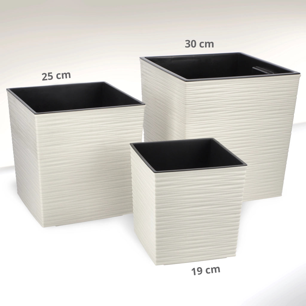 Vaso da fiori KADAX, 30 cm, color crema, con coperchio in plastica e inserto.
