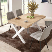 Consolle allungabile, 58 fino 140x90x73cm, Per 6 persone, Gambe in legno, colore Rovere RF2719
