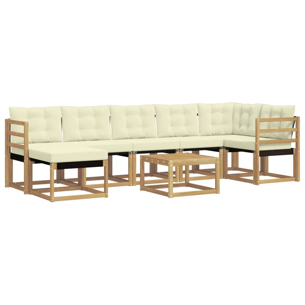 Set di divani da esterno con cuscino 8 pcs Bianco e Crema