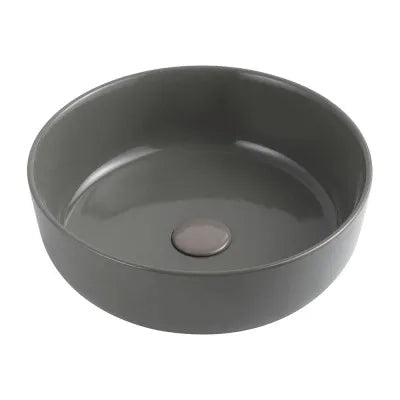 Lavabo da appoggio grigio cemento tondo 38,5 cm in ceramica  Zelos