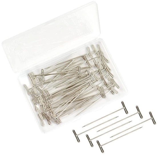 Pruikpennelli in plastica da 50 pezzi - T-pennelli 51mm - Durissimi - Corrosione resistente - Per stili di parrucca - Scatola in plastica - Pennelli per parrucca