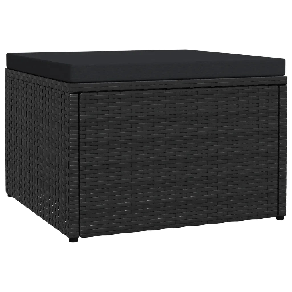 Poggiapiedi da Giardino con Cuscini Nero in Polyrattan cod mxl 75598