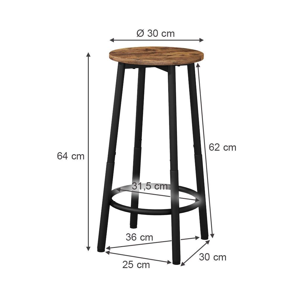 Vicco Set di 2 sgabelli da bar Rovere rustico 31.5 x 64 cm 2 parti