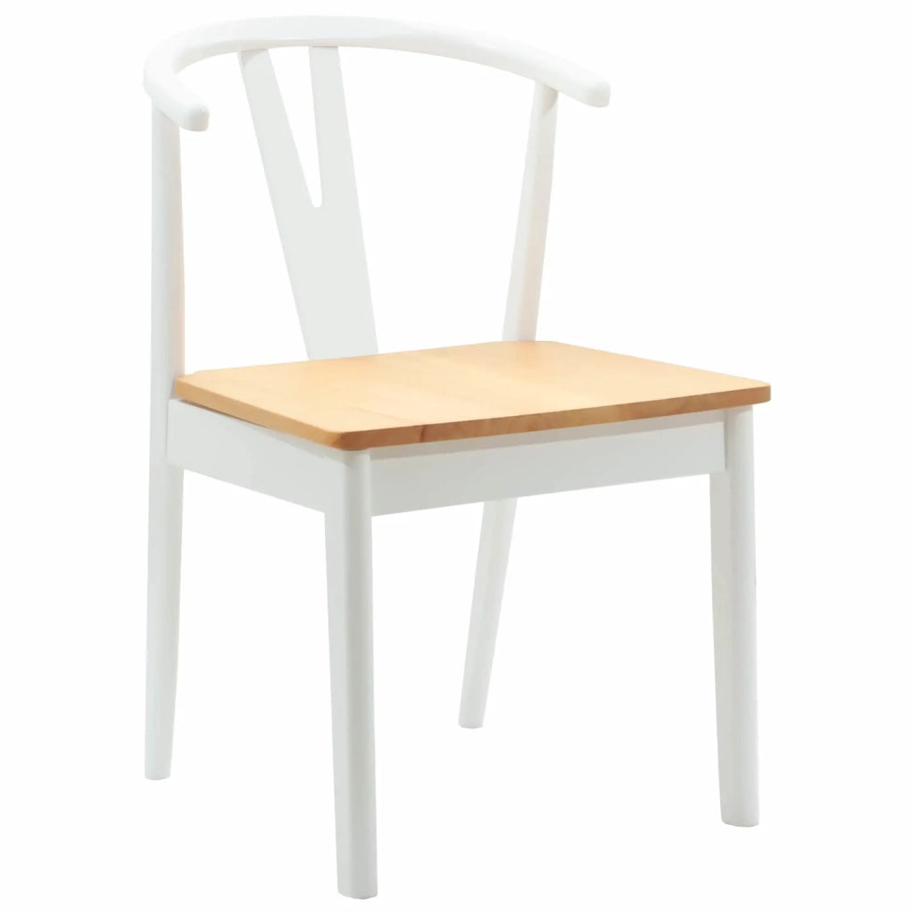 Sedia da pranzo 2 pz | Sedie da cucina Bianco e Naturale Legno di gomma solido