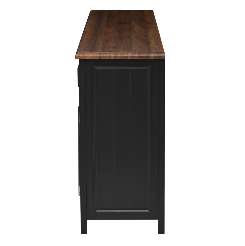 Sideboard nero in MDF 160x35x76 cm con 3 cassetti e 4 ante, design moderno e minimalista