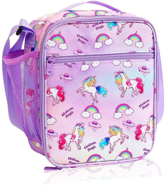 Borsa termica per pranzo per bambine, con contenitore per bottiglie, isolata, impermeabile e lavabile, con maniglia e cinturino per portare al lavoro