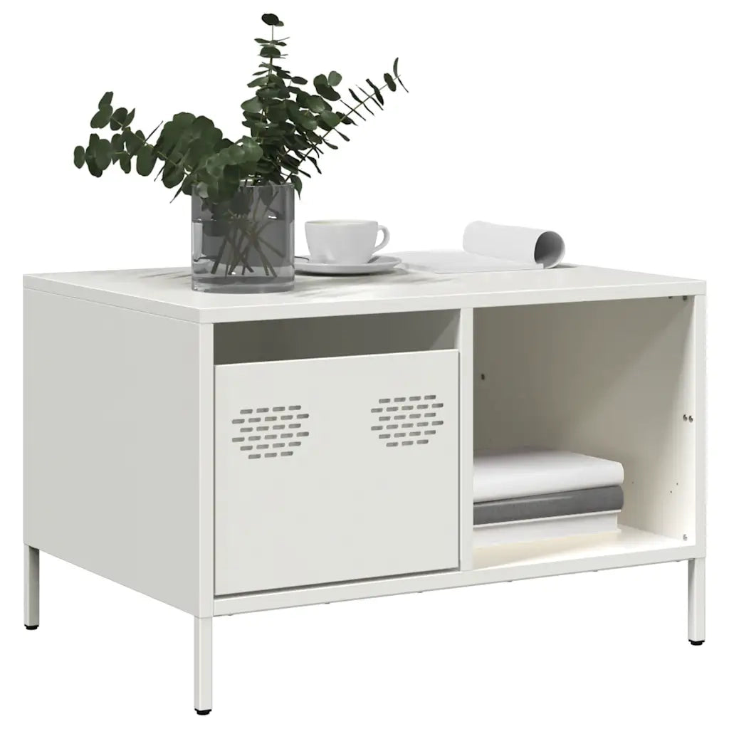 Tavolino Bianco 68,5x50x43,5 cm in Acciaio Laminato a Freddo 851285