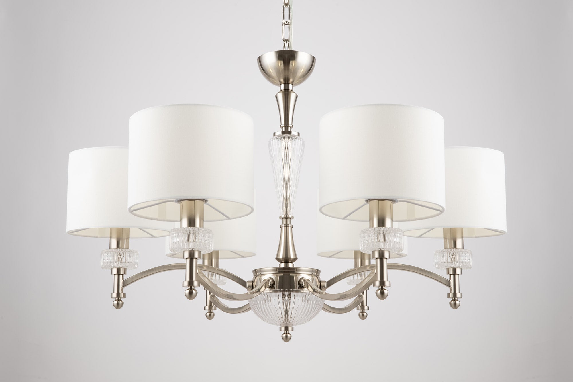 Lampadario Neoclassic in Metallo e Vetro Alicante Nickel