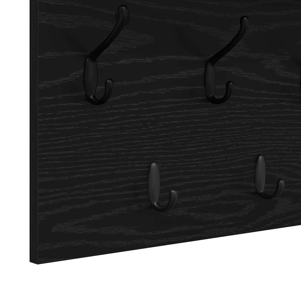Appendiabiti a muro A parete Rovere Nero 100 x 40 x 12 cm 874444