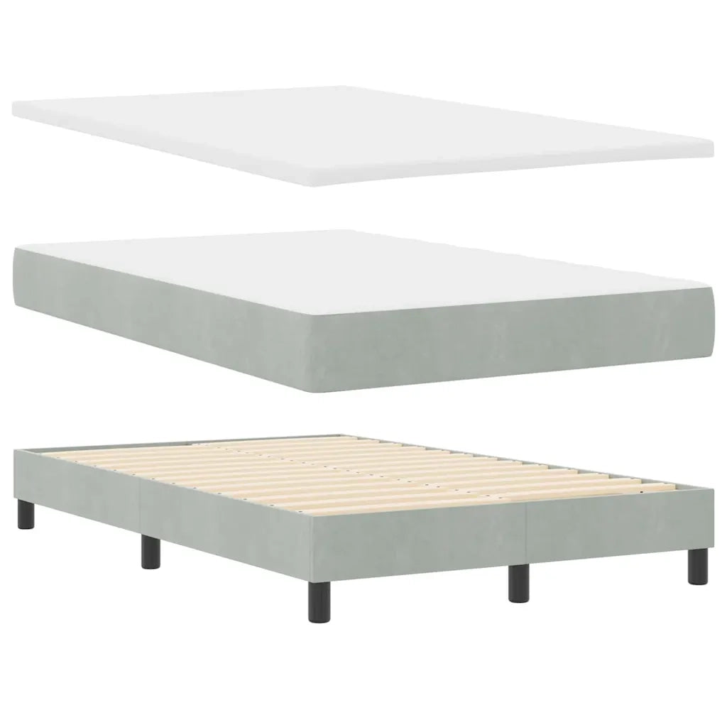 Letto a Sorgente LED con led Grigio chiaro 120 x 200 cm Velluto