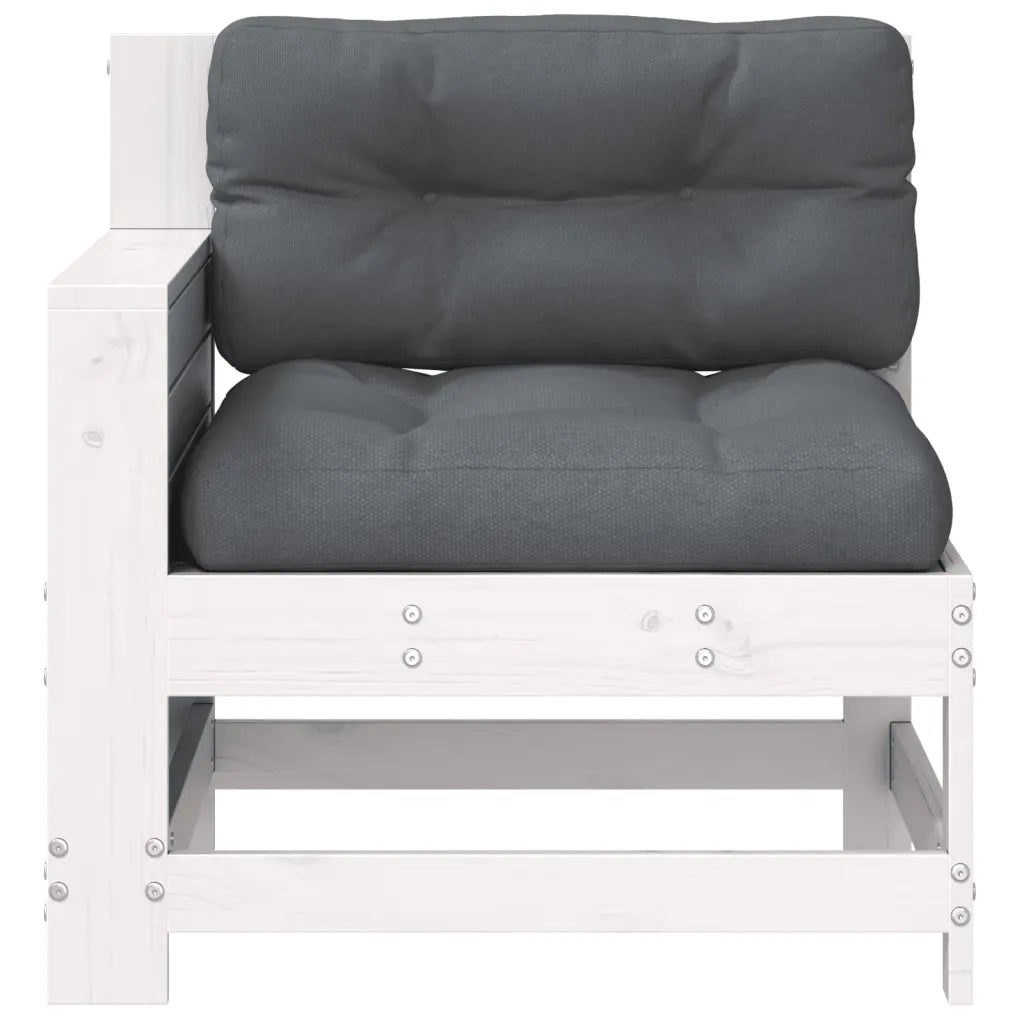 Divano Giardino Senza Braccioli con Cuscino Bianco Legno Pino 844921