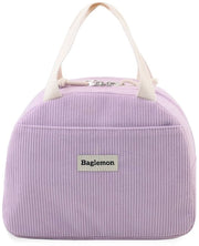 Lunchtas isolata con rivestimento in pellicola, scatola pranzo in corduroy riutilizzabile, piccola valigetta refrigerante pieghevole da 6,5 litri per picnic, scuola, ufficio e viaggi (blu viola)