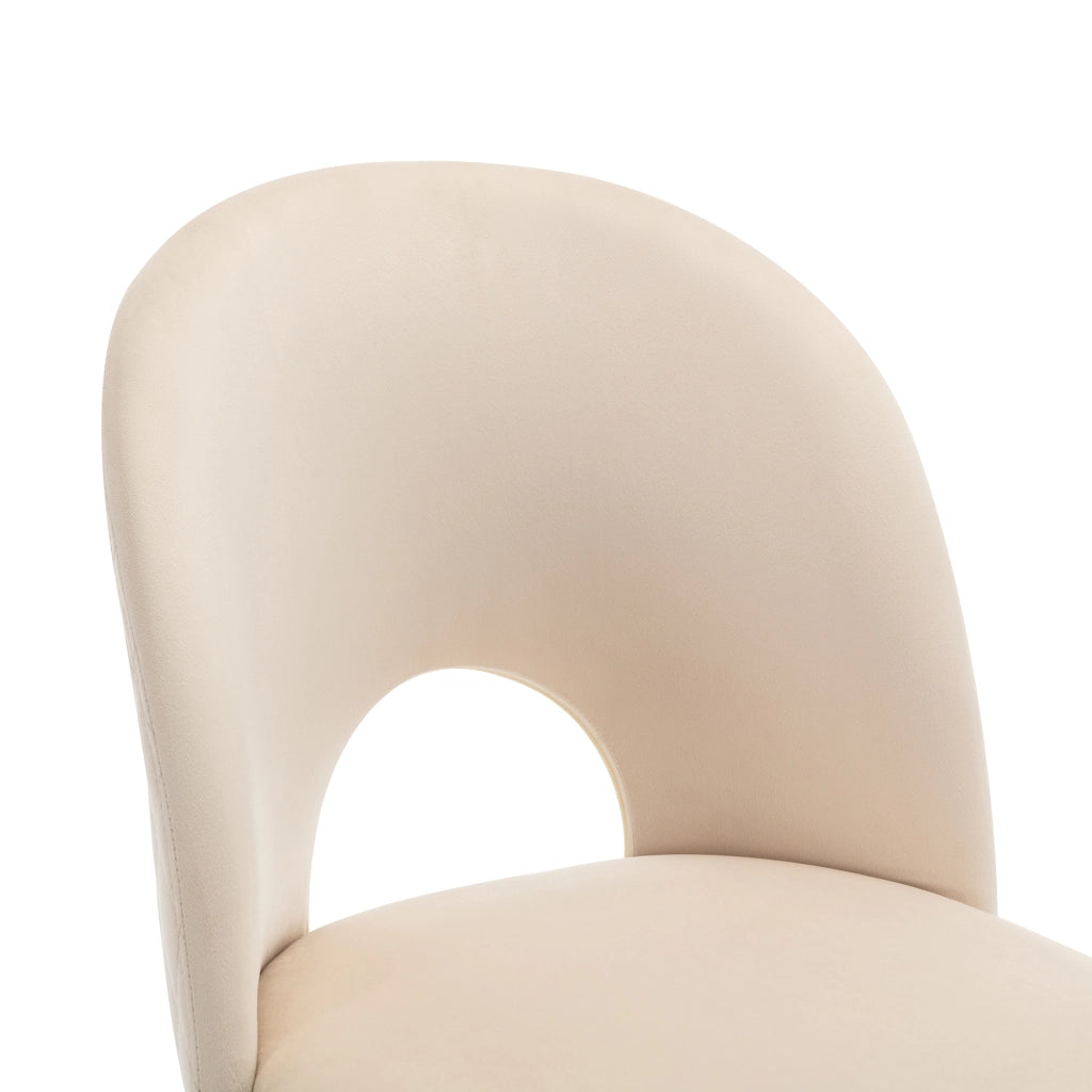 SEDIA IMBOTTITA IN VELLUTO BEIGE SET DA 2 PEZZI CON SCHIENALE