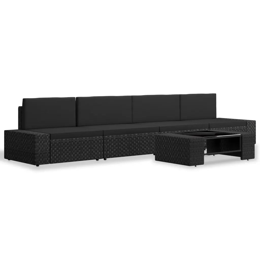 Set Divani da Giardino 5 pz in Polyrattan Nero cod mxl 39673
