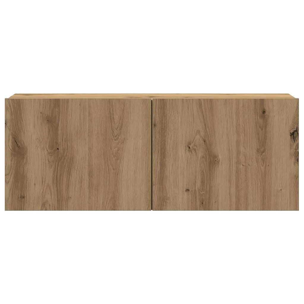 Set di 4 moderni mobili porta TV a parete dal design pulito 80 x 30 x 30 cm realizzati in legno di rovere ingegnerizzato lavorazione artigianale 02_0055855