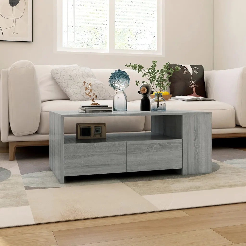 Tavolino da Salotto Grigio Sonoma 102x55x42cm Legno Multistrato cod mxl 11777