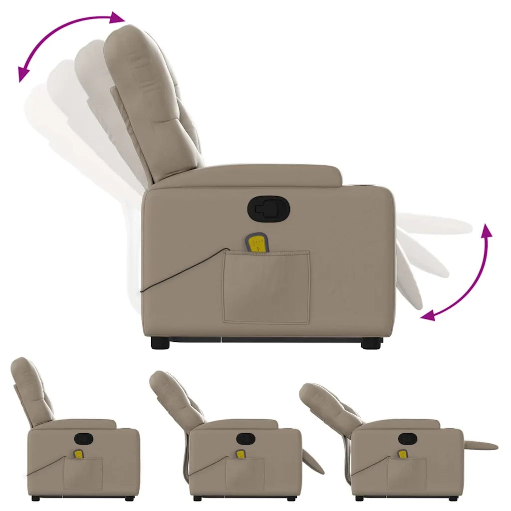 Poltrona Alzapersone Massaggi Reclinabile Cappuccino Similpelle 3204785