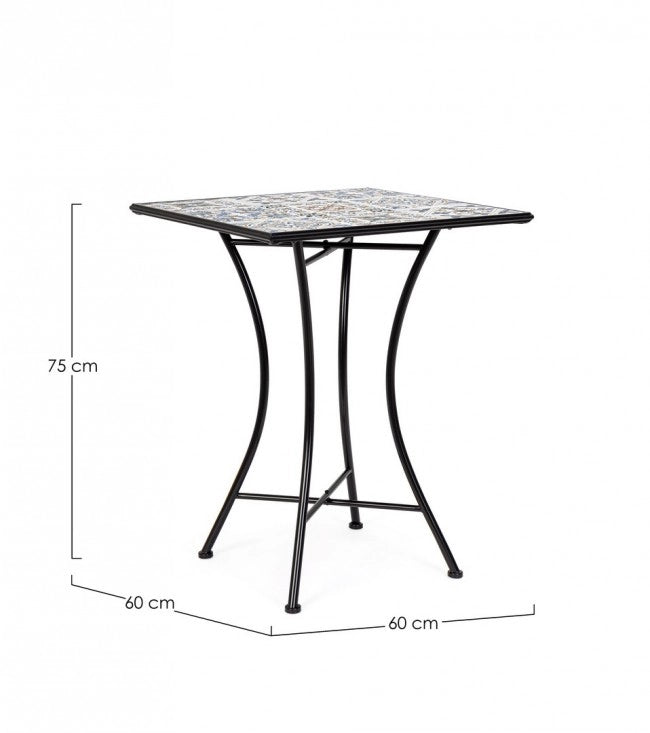 Tavolo da Giardino Acciaio Nero Stile Classico 60x60 - GREEK