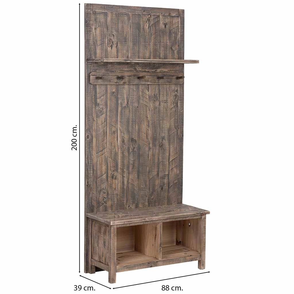 Tavolino da ingresso in legno marrone con panca 88x39x200h cm