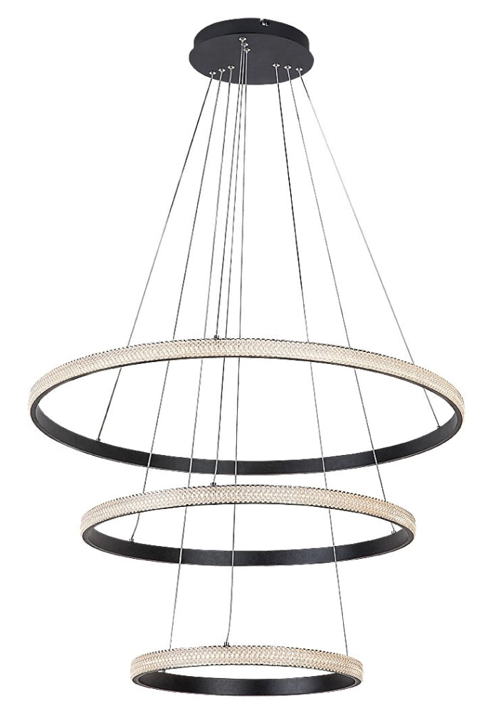 Lampadario LED 100W 3 anelli nero Ø80 Rabalux Grete